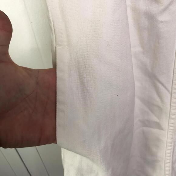 J Crew Dress Womens 4 White Denim Shift Raw Hem Pockets Modest Minimalist - Picture 4 of 10